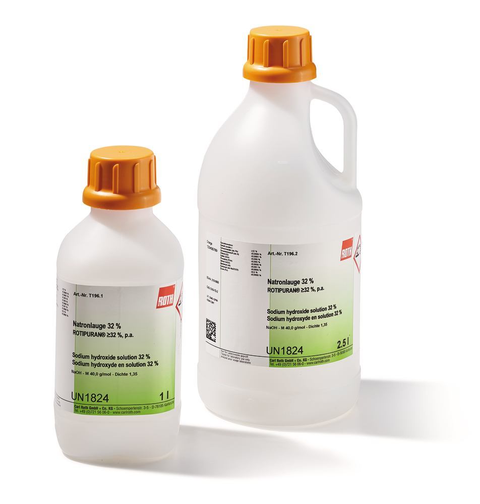 Sodium hydroxide solution, ROTIPURAN® min. 32 %, p.a., 1 l, plastic - Luminix Health