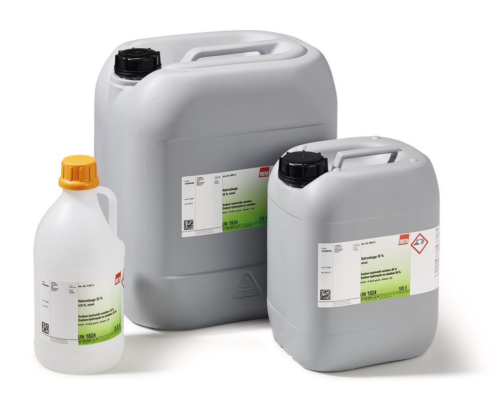 Sodium hydroxide solution 45 %, extra pure, 1 l, plastic - Luminix Health