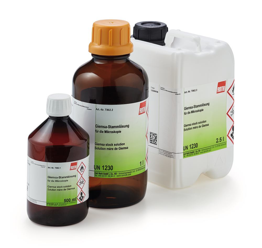 Giemsa stock solution, for microscopy, 500 ml, plastic - Luminix Health