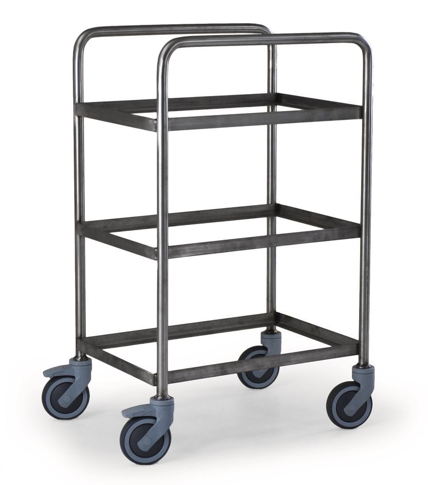 Stainless steel shelf trolley, load capacity 200 kg, L620xW460xH1200mm - Luminix Health