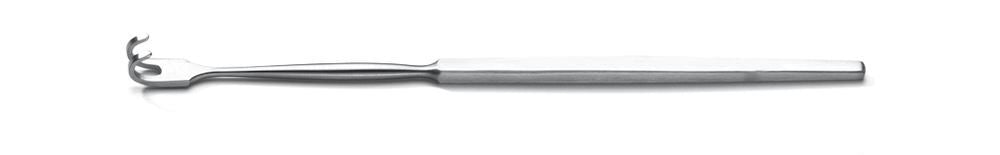 Retractor, stainless steel, double-tine, blunt, one-sided, 160 mm, 1 unit(s) - Luminix Health