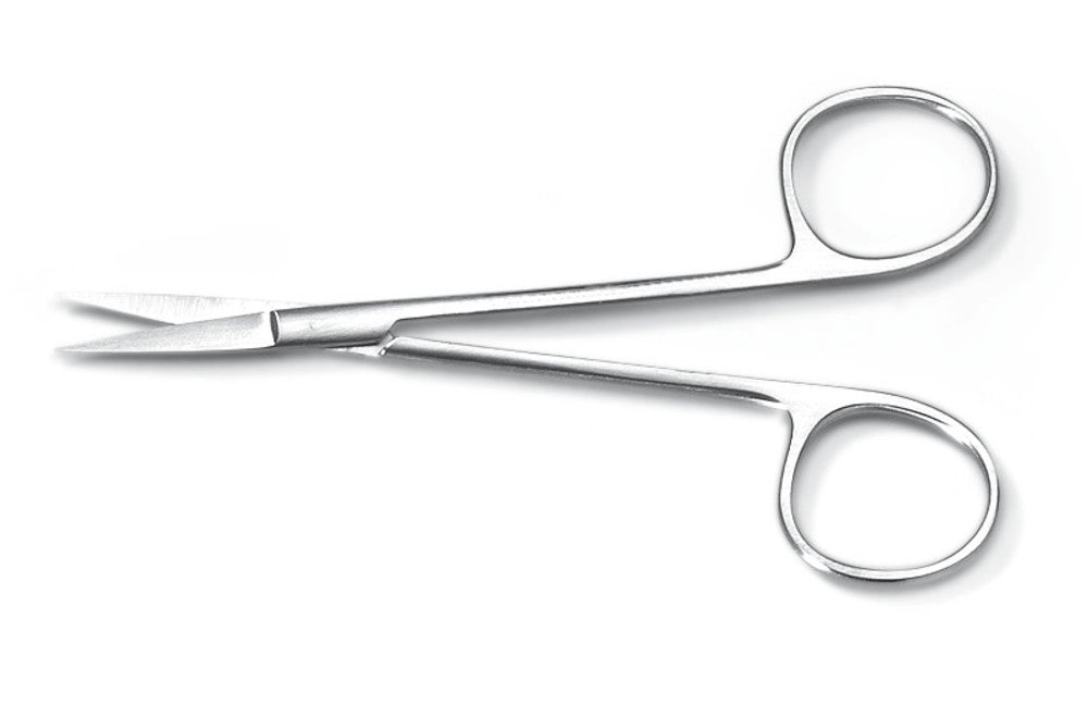 Microscopy scissors, stainless steel, Smooth cutting edge, round stem, 115 mm - Luminix Health