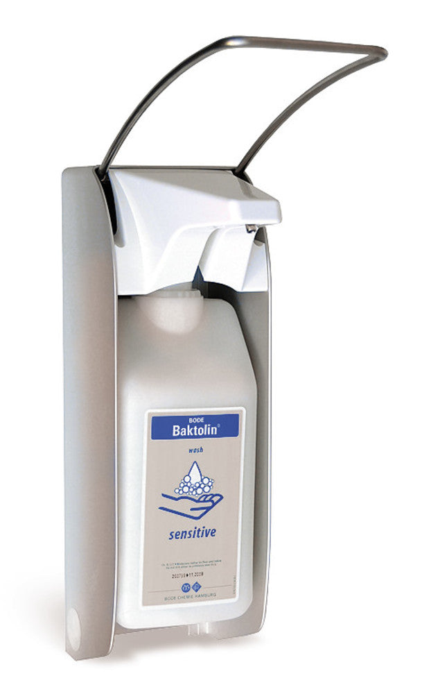 Soap a. disinfectant dispenser plus, for bottles 1000 ml, long arm lever - Luminix Health