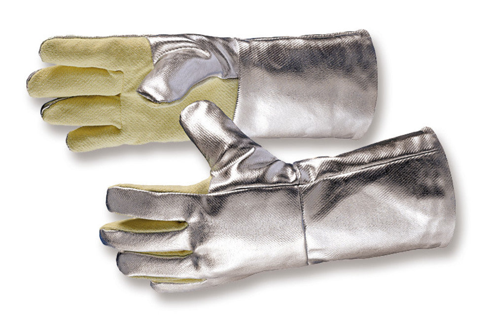 Aramide aluminium heat protection gloves, 5-finger-glove, size 10, L 380 mm - Luminix Health