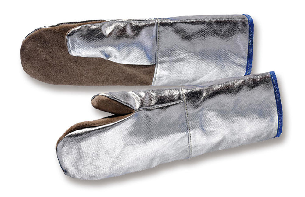 Leather-aluminium heat resistant gloves, standard size 10, L 380 mm, 1 pair - Luminix Health