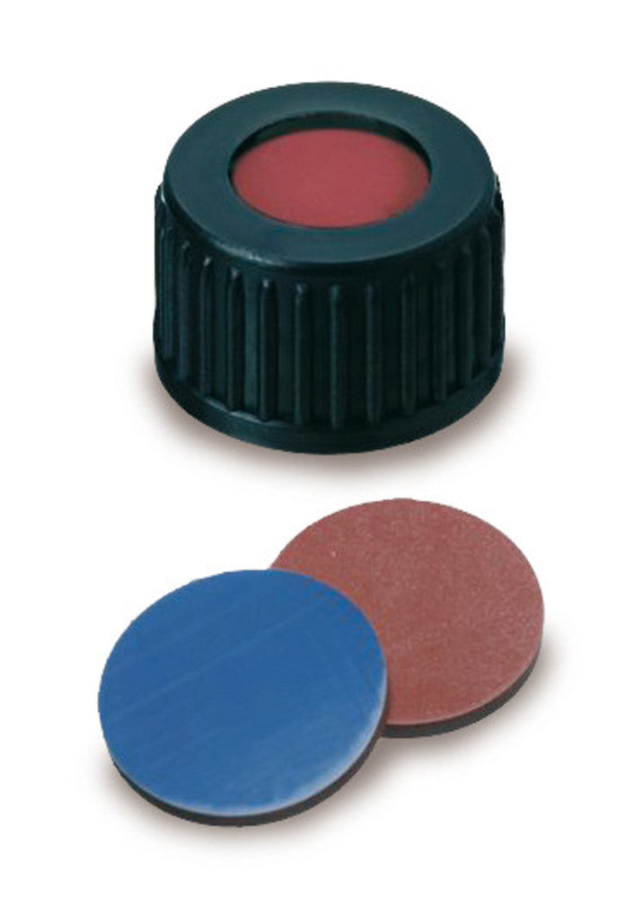Screw caps, with hole, PP, ND18, Sept. Butyl/PTFE, 1.6 mm, 55°, 100 unit(s) - Luminix Health