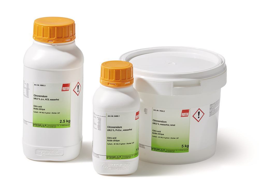Citric acid, min. 99,5 %, extra pure, anhydrous, 1 kg, plastic - Luminix Health