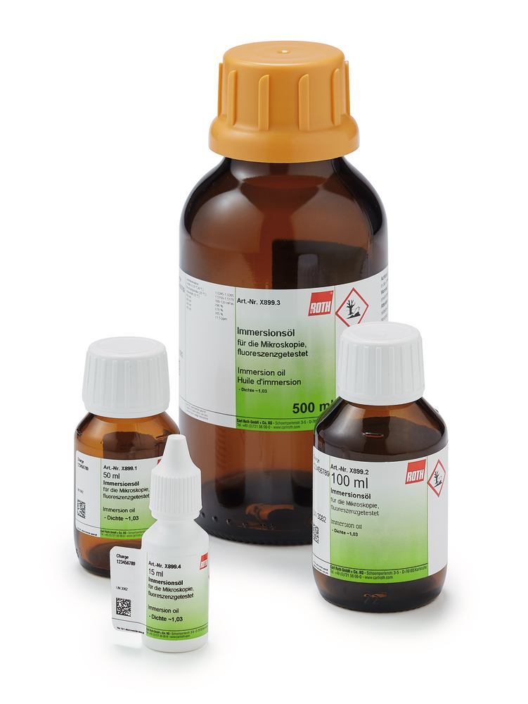 Immersion oil - dropping bottle, for microscopy, fluorescence tested, 15 ml - Luminix Health