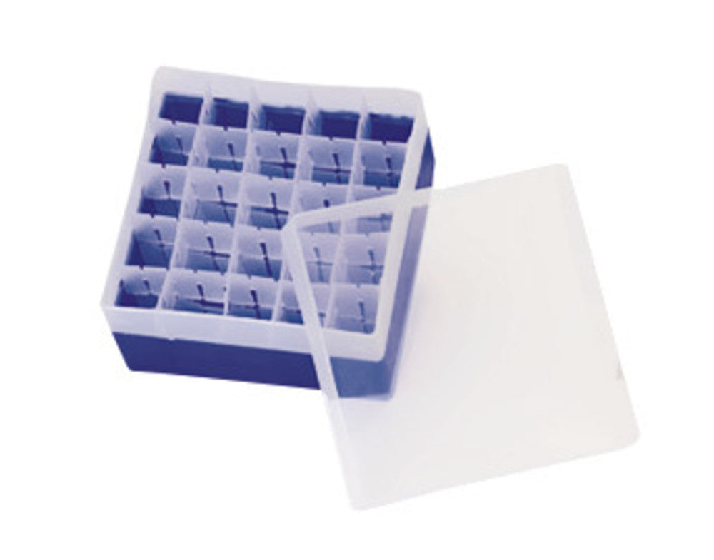 Rotilabo®-stor.box f.EPA screw top vials, 20 ml, violet, H 70 mm, 16 holes - Luminix Health
