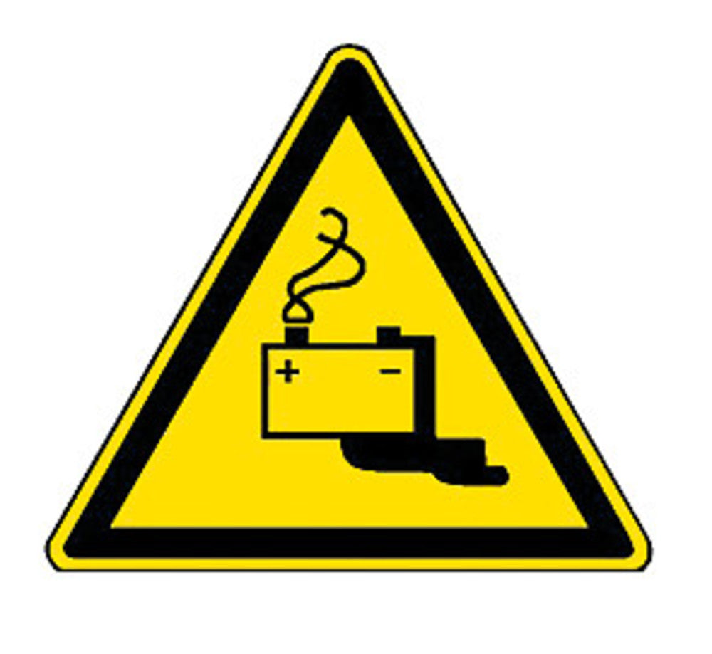 Warning sign, single label, PE film, hazards due to batteries, 1 unit(s) - Luminix Health