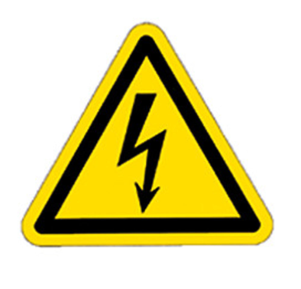 Warning sign, on a sheet, PE film, Hazardous electr. voltage, 50 mm, 1 sheet(s) - Luminix Health