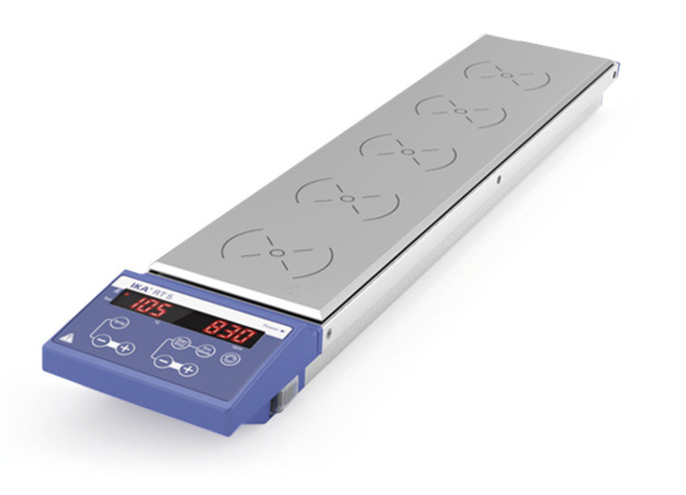 Multi-posit. magnetic stirrer w. heater, RT 5, 5 stirring points, 0-1000/min - Luminix Health