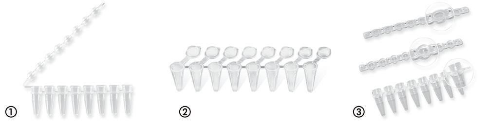 PCR reaction vials, strip of 8,, low profile, made of PP. Volume 0.15 ml - Luminix Health