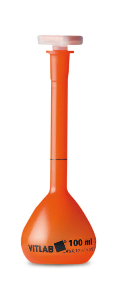 Volumetric flask, class A, PMP, opaque, standard ground joint stopper, PP, 25 ml - Luminix Health