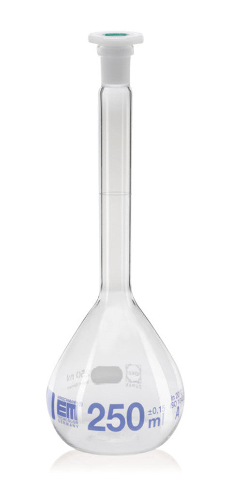 Volumetric flask, cl. A, DURAN®, 5000 ml, PE-stopper, joint 34/35, transp. glass - Luminix Health