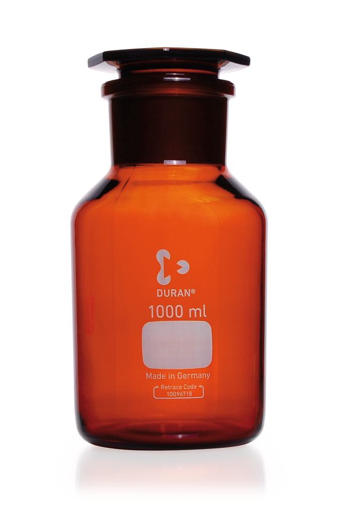 Wide neck storage bottle, glass stopper, DURAN®, amber, 500 ml, 1 unit(s) - Luminix Health
