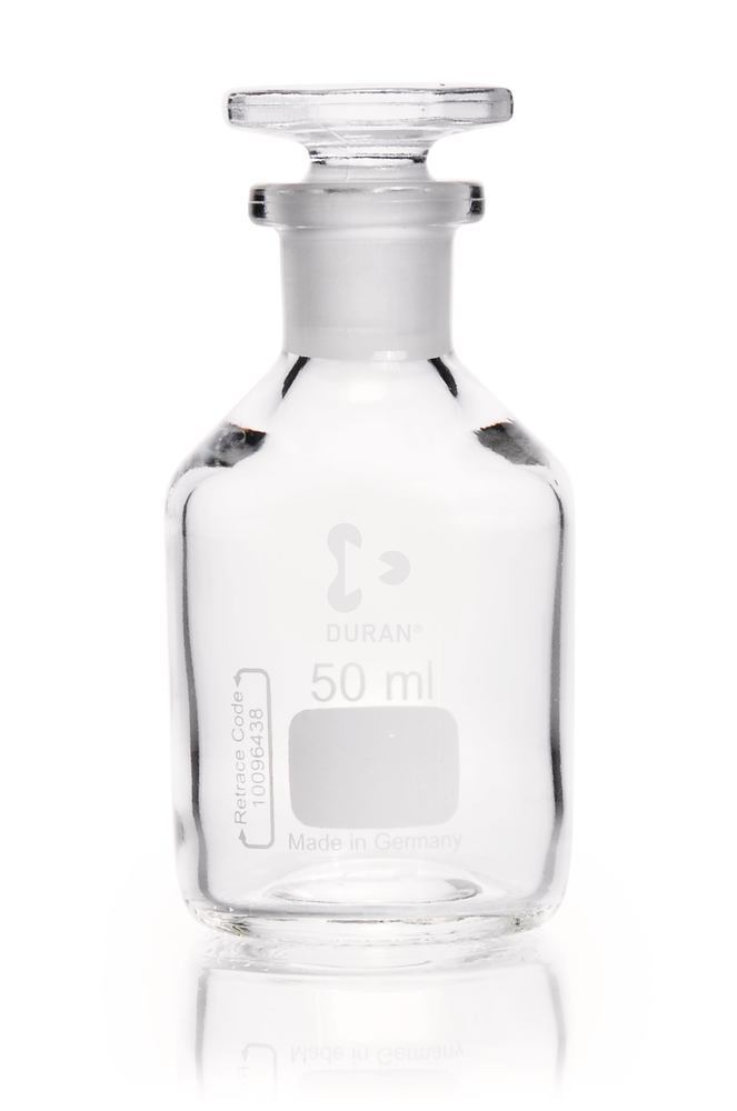 Narrow neck storage bottl., glass stopp., DURAN®, clear glass, 50 ml, 1 unit(s) - Luminix Health