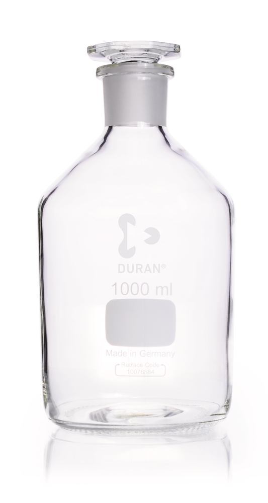 Narrow neck storage bottl., glass stopp., DURAN®, clear glass, 1000 ml - Luminix Health