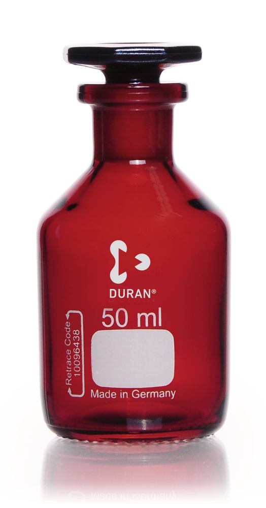 Narrow neck storage bottl., glass stopp., DURAN®, amber glass, 50 ml, 1 unit(s) - Luminix Health