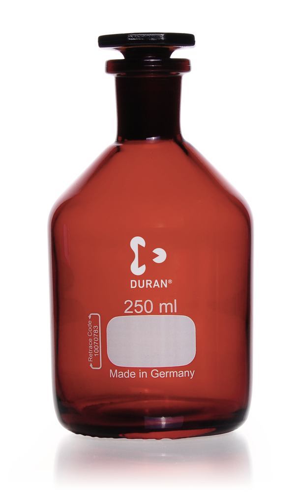 Narrow neck storage bottl., glass stopp., DURAN®, amber glass, 250 ml, 1 unit(s) - Luminix Health