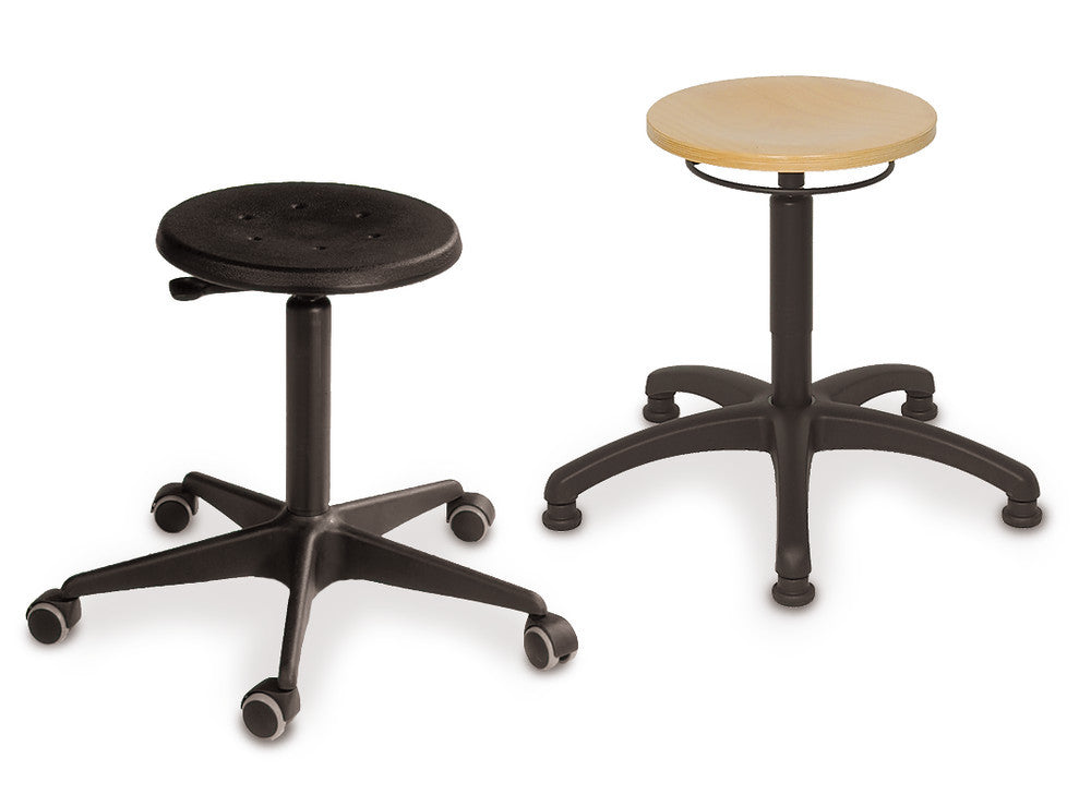 Stools with release ring, glides, PU, black, seat height 400-590 mm, 1 unit(s) - Luminix Health
