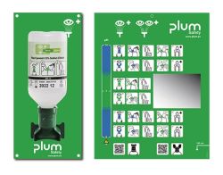 Plum Open Station Single eye wash, wall-mounted, 1 × 500 ml NaCl solution