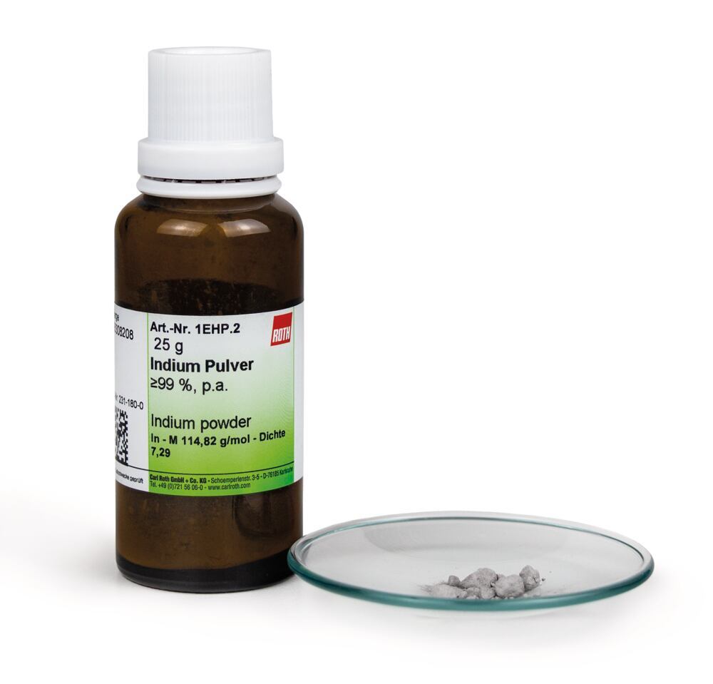 Indium powder 5 g, Carl Roth, art. 1EHP.1