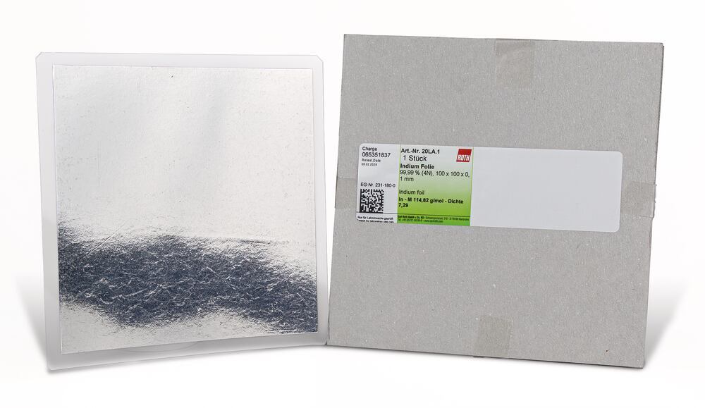 Indium foil, 99,99 % (4N), 100x100x0,1 mm