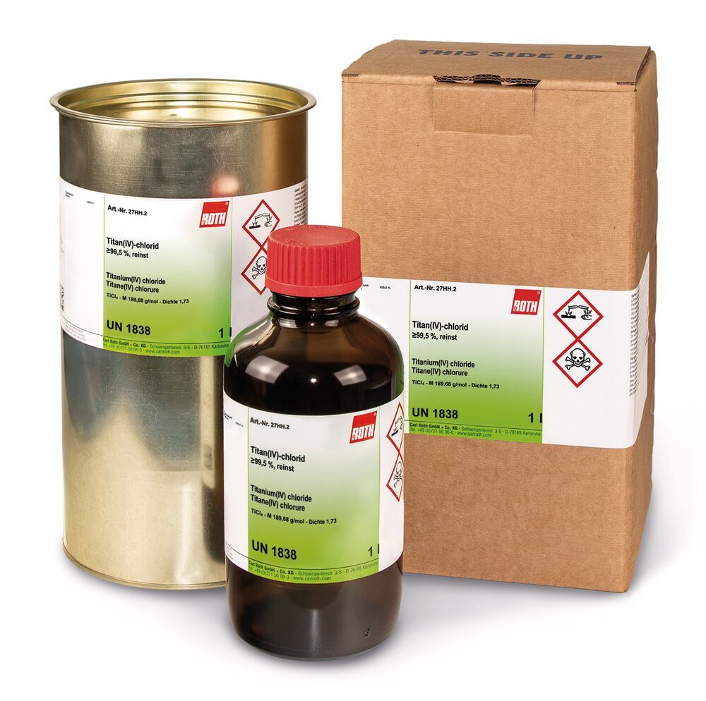 Titanium(IV) chloride, min. 99,5 %, extra pure, 500 ml, Carl Roth, art. 27HH.1