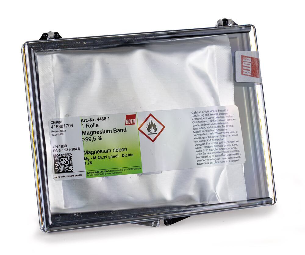 Magnesium ribbon, min. 99,5 %, 25 g, Carl Roth, art. 4468.1