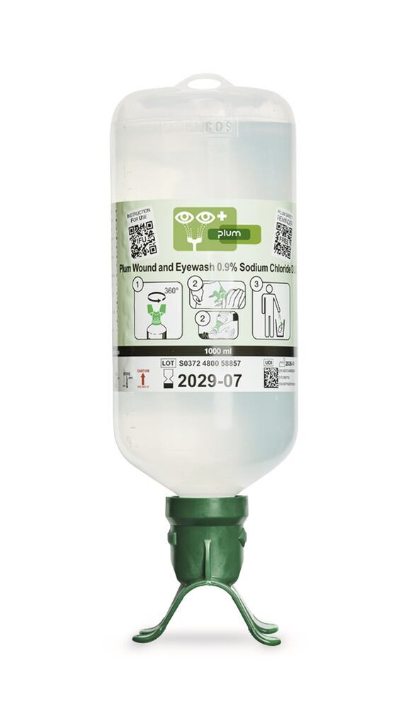 Plum wound and eye wash, 0.9% sodium chloride, 1000 ml DUO bottle