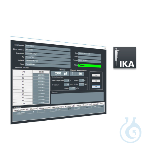 IPCS Pipettenkalibrier-Software, Software for calibration tests