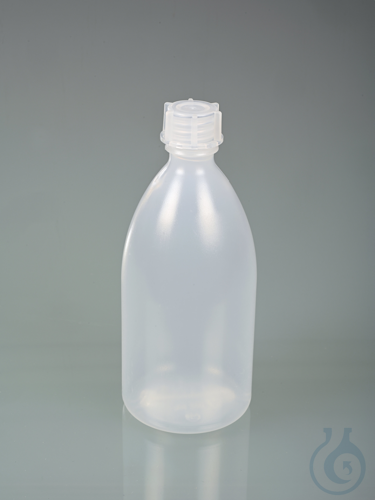 Narrow-necked bottle, LDPE transp., 200 ml, w/ cap