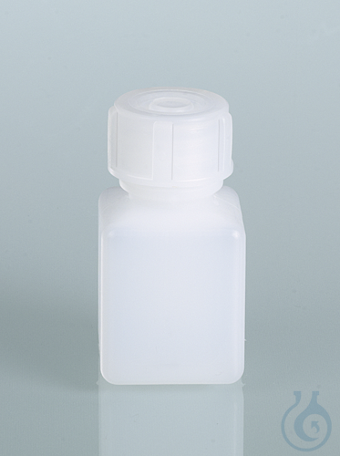 Narrow-necked square bottle, HDPE, 20 ml, w/ cap