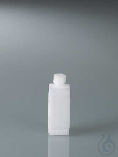 Narrow-necked square bottle, HDPE, 100 ml, w/ cap