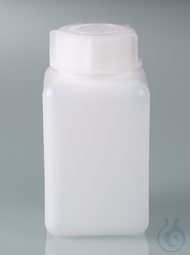 Wide-necked square bottle, HDPE, 1000 ml, w/ cap