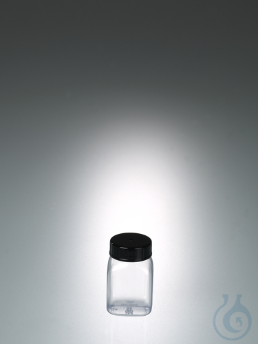 Wide-necked box, square, PVC transp., 50ml, w/ cap