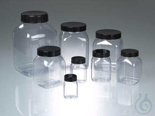 Wide-necked box, square, PVC transp., 100ml, w/cap
