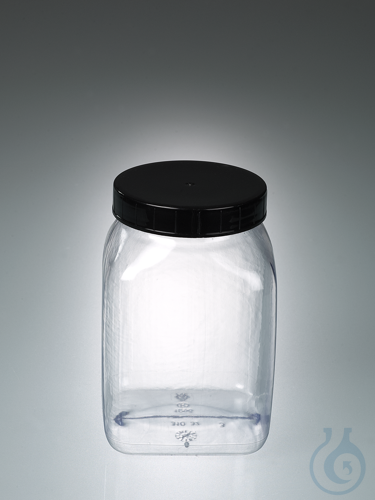 Wide-necked box square, PVC transp., 1000ml, w/cap