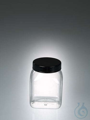 Wide-necked box, square, PETG clear, 50 ml, w/ cap