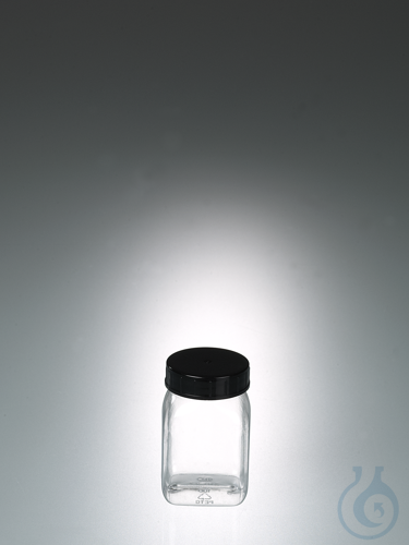 Wide-necked box, square, PETG clear, 100 ml, w/cap