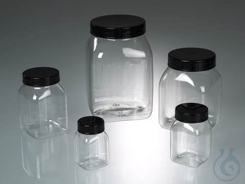 Wide-necked box, square, PETG clear, 200 ml, w/cap