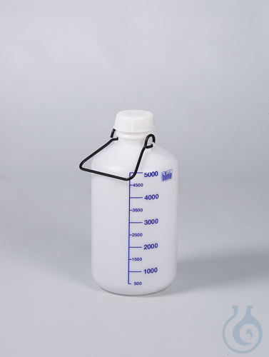 Storage bottle w/o thread. con., HDPE, 5 l, w/ cap