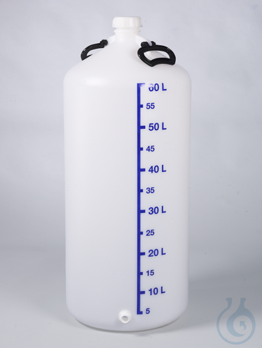 Storage bottle w/ thread. con., HDPE, 60 l, w/ cap