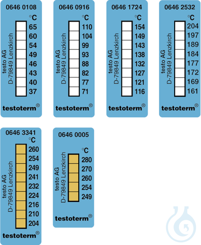 testoterm Temperature strips, +161 …, +204 °C