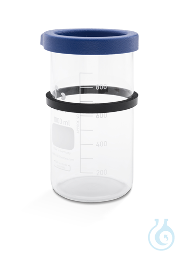 Cleaning glass, with Plastic cover and rubber ring, 1000 ml