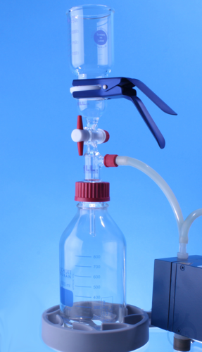 Filtration/degassing unit for threaded bottle GL-45