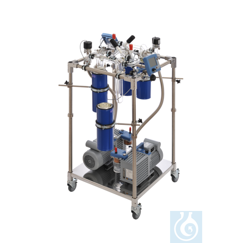 Double-vacuum pump stand for fine vacuum, complete
