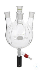 4-neck flask, 500 ml, with 4 baffles, mn size 29, sn 2x size 29, 1x size 14,5,