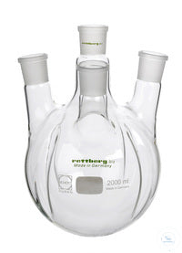 4-neck flask, 6000 ml, with 4 baffles, mn size 29, sn 3x size 29 (7°)